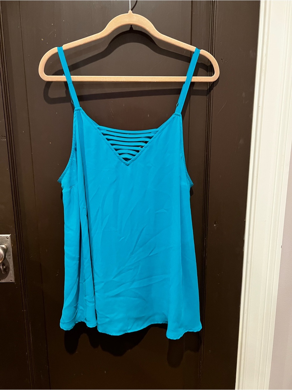 Torrid Sleeveless Strappy V-Neck Tank Top - Turquoise